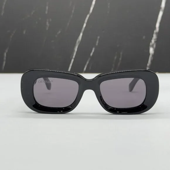 NEW OFF-WHITE CARRARA 007 BLACK OVAL UNISEX SUNGLASSES OFF-WHITE CARRARA - Picture 3 of 13